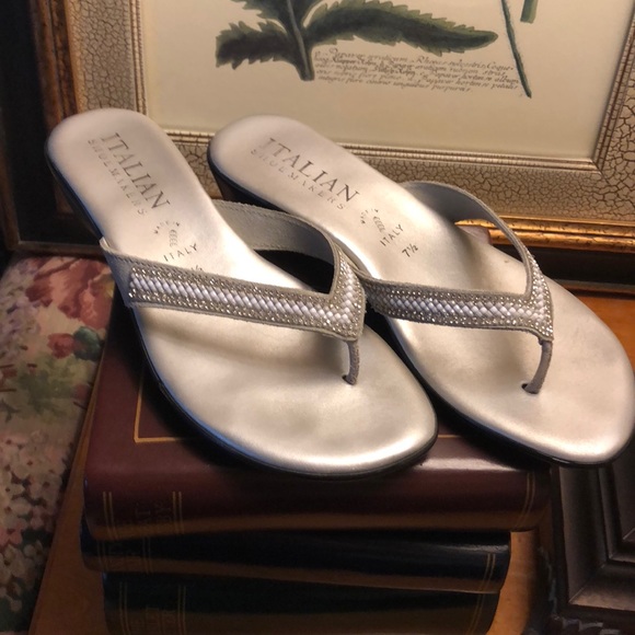 silver dressy flip flops